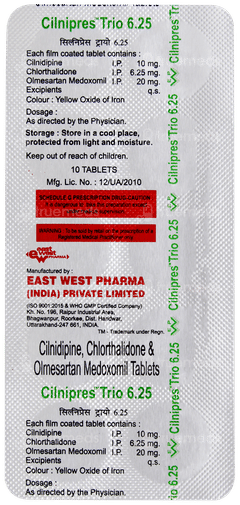 Cilnipres Trio 6.25 Tablet 10