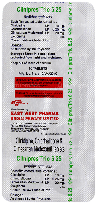 Cilnipres Trio 6.25 Tablet 10