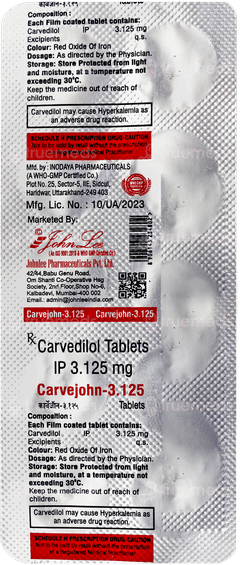 Carvejohn 3.125 Tablet 10 Carvejohn 3.125 Tablet 10