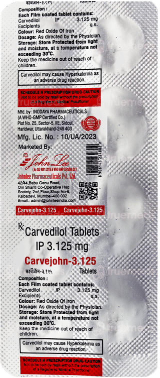 Carvejohn 3.125 Tablet 10
