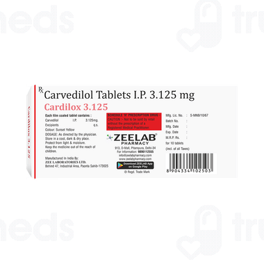 Cardilax Cardilox 3.125 MG | Order Cardilox 3.125 MG Tablet Online at Truemeds