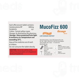 Mucofizz 600 Orange Flavor Sugar Free Effervescent Tablet 10