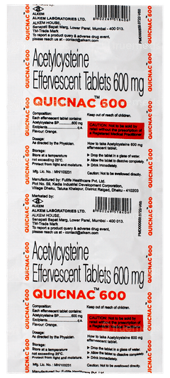 Quicnac 600 Orange Flavour Sugar Free Effervescent Tablet 10 Quicnac 600 Orange Flavour Sugar Free Effervescent Tablet 10