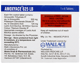 Amoxyace 625 Lb Tablet 6