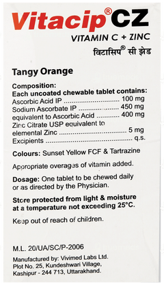 Vitacip Cz Tangy Orange Chewable Tablet 15