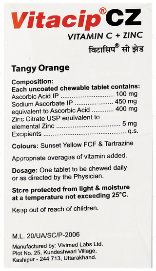 Vitacip Cz Tangy Orange Chewable Tablet 15