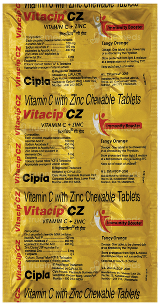 Vitacip Cz Tangy Orange Chewable Tablet 15