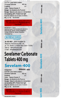 Sevelam 400 Tablet 10 Sevelam 400 Tablet 10