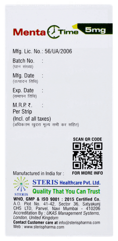 Menta Time 5mg Tablet 10 Menta Time 5mg Tablet 10