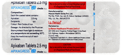 Apixagress 2.5 Tablet 10 Apixagress 2.5 Tablet 10