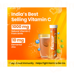 Fast&up Charge Natural Vitamin C From Amla Extract & Zinc Orange Flavour Effervescent Tablet 20