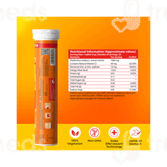 Fast&up Charge Natural Vitamin C From Amla Extract & Zinc Orange Flavour Effervescent Tablet 20