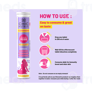 Chicnutrix Cysterhood Nac+vitamin C Pcos Management Strawberry Effervescent Tablet 20