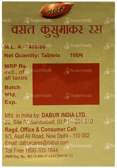 Dabur Vasant Kusumakar Ras With Gold & Pearl Tablet 100