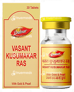 Dabur Vasant Kusumakar Ras With Gold & Pearl Tablet 30 Dabur Vasant Kusumakar Ras With Gold & Pearl Tablet 30