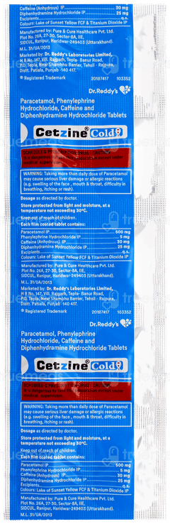 Cetzine Cold Tablet 10 Cetzine Cold Tablet 10