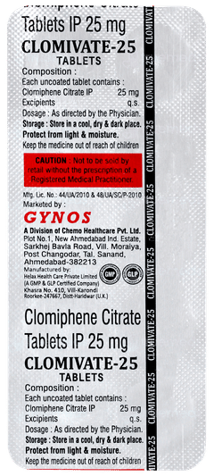 Clomivate 25 Tablet 10 Clomivate 25 Tablet 10