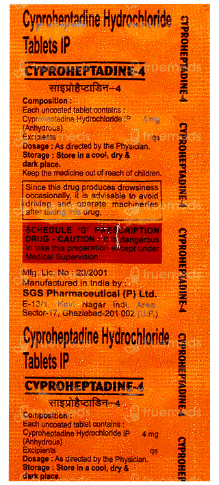 Cyproheptadine Sgs 4 MG Tablet 10