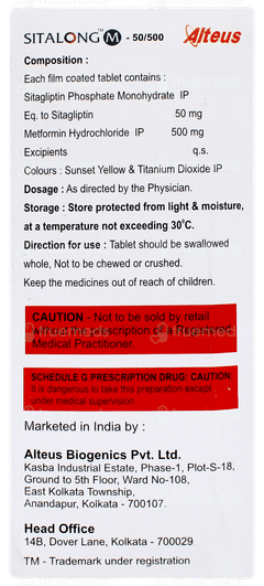 Sitalong M 50/500 Tablet 15 Sitalong M 50/500 Tablet 15
