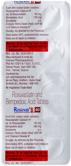 Rosuvas B 40 Tablet 10 Rosuvas B 40 Tablet 10