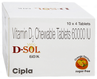 D Sol 60k Orange Flavour Sugar Free Chewable Tablet 4