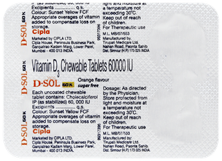 D Sol 60k Orange Flavour Sugar Free Chewable Tablet 4