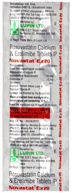 Novastat Ez 20 Tablet 10 Novastat Ez 20 Tablet 10