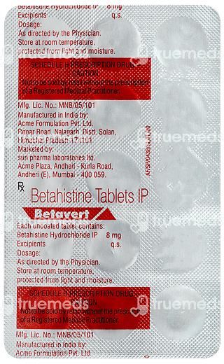 Betavert 8 MG Tablet 15