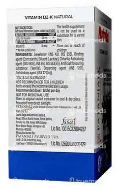 Patanjali Nutrela Vitamin D 2k Vanilla Flavour Chewable Tablet 60