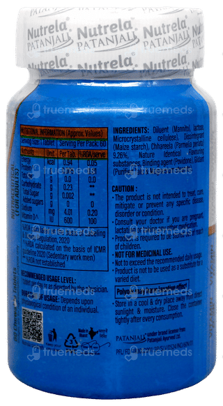 Patanjali Nutrela Vitamin D 2K Vanilla Flavour Chewable Tablet 60