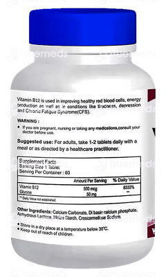 Healthvit Vitamin B12 500 MCG Tablet 60