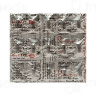 Geo D3 Cz Orange Flavour Sugar Free Chewable Tablet 15