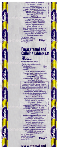 Saridon New Tablet 10