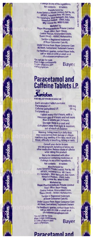 Saridon New Tablet 10