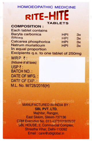 Sbl Rite Hite Tablet 25gm