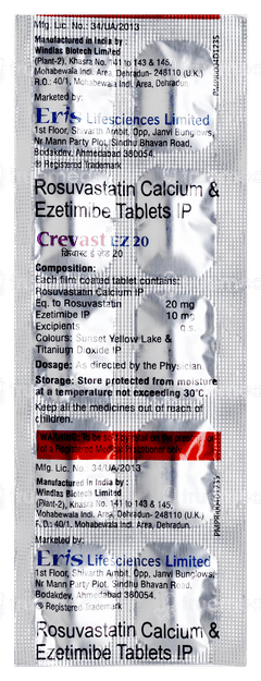 Crevast Ez 20 Tablet 10 Crevast Ez 20 Tablet 10