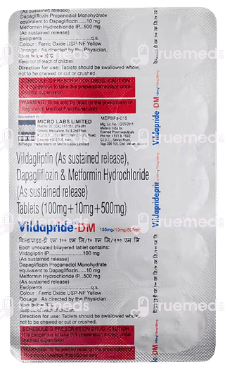 Vildapride Dm 10/500/100 MG Tablet 10