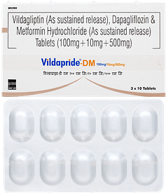 Vildapride Dm 100mg/10mg/500mg Tablet 10