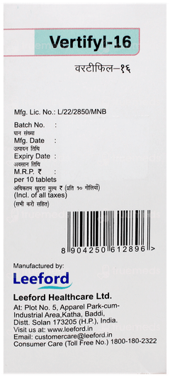 Vertifyl 16 Tablet 10