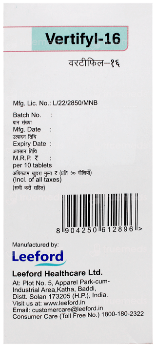 Vertifyl 16 Tablet 10