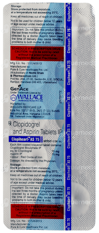 Clopiheart As 75 Tablet 10