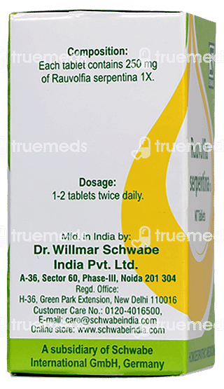 Dr Willmar Schwabe India Rauwolfia Serpentina 1 X Tablet 20 GM