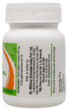 Dr Willmar Schwabe Syzygium Jambolanum 1X Mt Tablet 20Gm