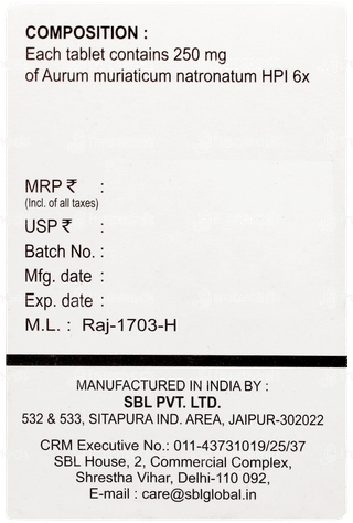 Sbl Aurum Muriaticum Natronatum 6x Trituration Tablet 25gm