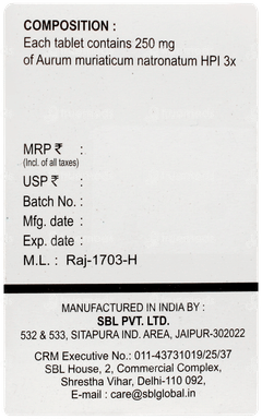 Sbl Aurum Muriaticum Natronatum 3x Trituration Tablet 25gm