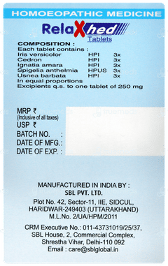 Sbl Relaxhed Tablet 25gm
