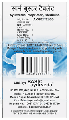 Basic Ayurveda Sperm Booster Tablet 40