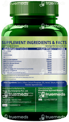 Himalayan Organics Glucosamine Chondroitin & Msm Vegetarian Tablet 120