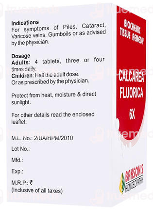 Baksons Calcarea Fluorica 6x Biochemic Tablet 250