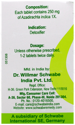 Dr Willmar Schwabe India Azadirachta Indica 1x Mt Tablet 20 GM